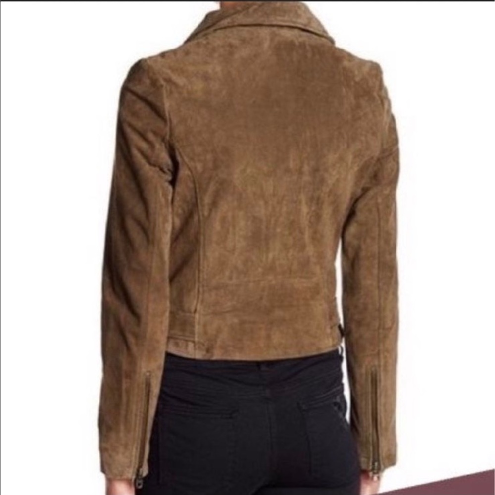 Vigoss 100% Leather Suede Belted Full-Zip Moto Jacket - Picture 2 of 6